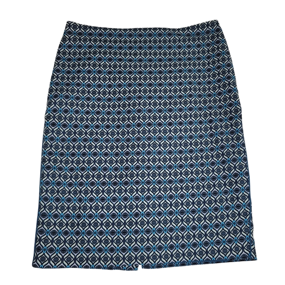 ADRIANNA PAPELL blue geo print pencil skirt